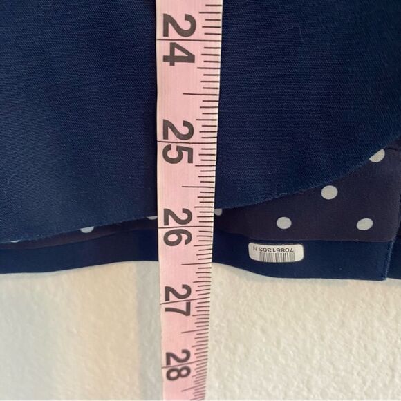 Chico’s Navy Blue 2 Button Blazer Jacket Polka Dot Lining Women’s Chicos Size 1 - Picture 8 of 9